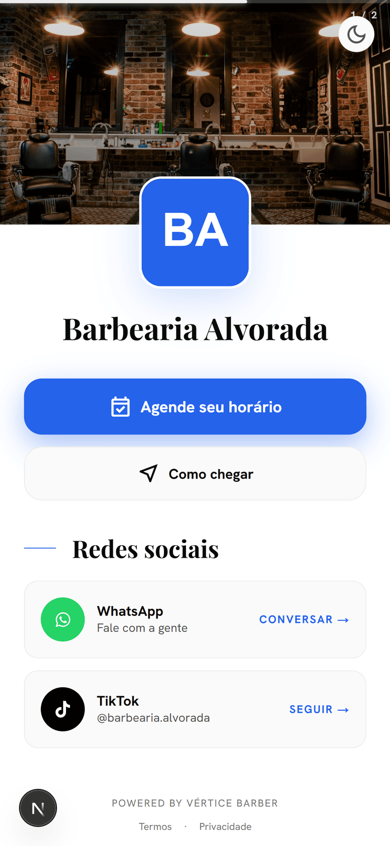 Link na bio da barbearia